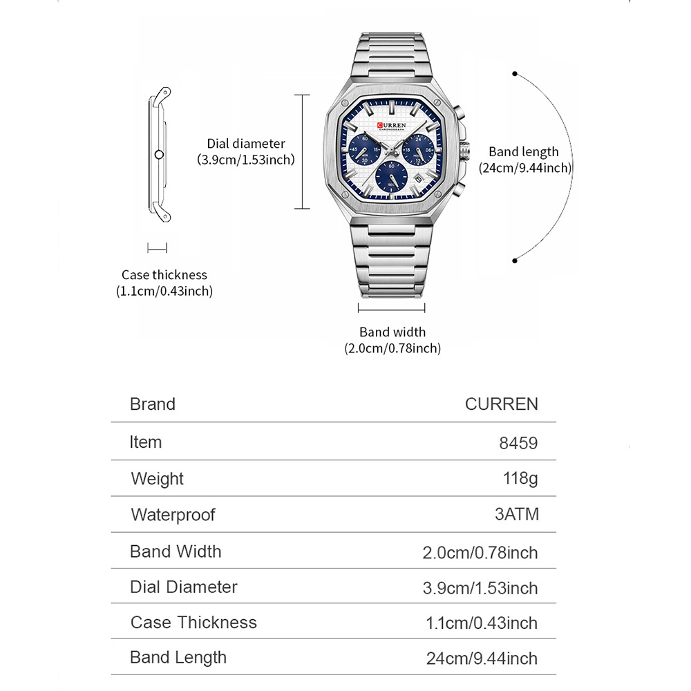 CURREN Luxury Square Chrono Wa - Luxury Watch And Bracelet review and price